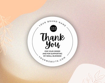 Editable Thank You Sticker, Editable Small Business Packaging, Round Cute Printable Thank You, Customizable Canva Template, Thermal Label