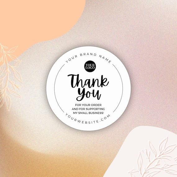 Editable Thank You Sticker, Editable Small Business Packaging, Round Cute Printable Thank You, Customizable Canva Template, Thermal Label