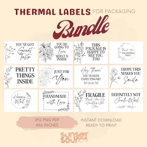 Floral Thermal Printer Labels, Small Business Packaging Label, Flowers Thermal Printer Labels, PNG JPG PDF, Packaging Sticker