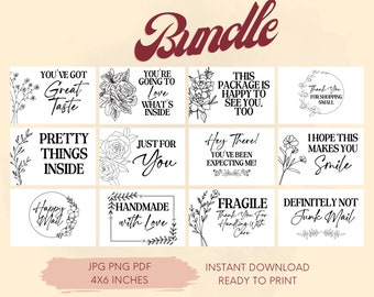 Floral Thermal Printer Labels, Small Business Packaging Label, Flowers Thermal Printer Labels, PNG JPG PDF, Packaging Sticker