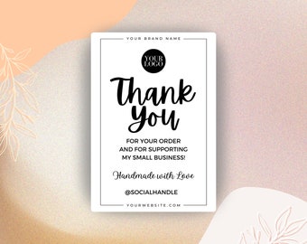 Cute Editable Thank You Large Box Sticker, Small Business Packaging, Printable Thermal Label, Customizable Canva Template