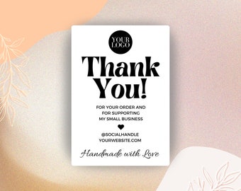 Thank You Large Box Sticker, Cute Editable Small Business Packaging, Printable Thermal Label, Customizable Canva Template