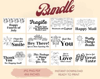 July Fourth Holiday Thermal Printer Labels, Small Business Packaging Label, Independence Day Thermal Printer Labels, PNG JPG PDF Sticker