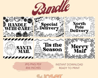 Holiday Thermal Printer Labels, Holiday Packaging Label, Christmas Thermal Printer Labels, PNG JPG PDF, Packaging Sticker