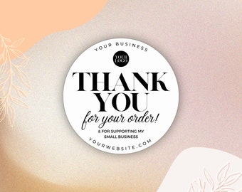 Thank You Sticker, Cute Editable Editable Small Business Packaging, Printable Thank You, Customizable Canva Template, Thermal Sticker