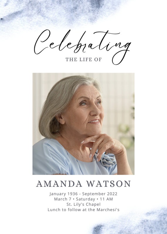 Celebration of Life / Funeral Announcement Etsy