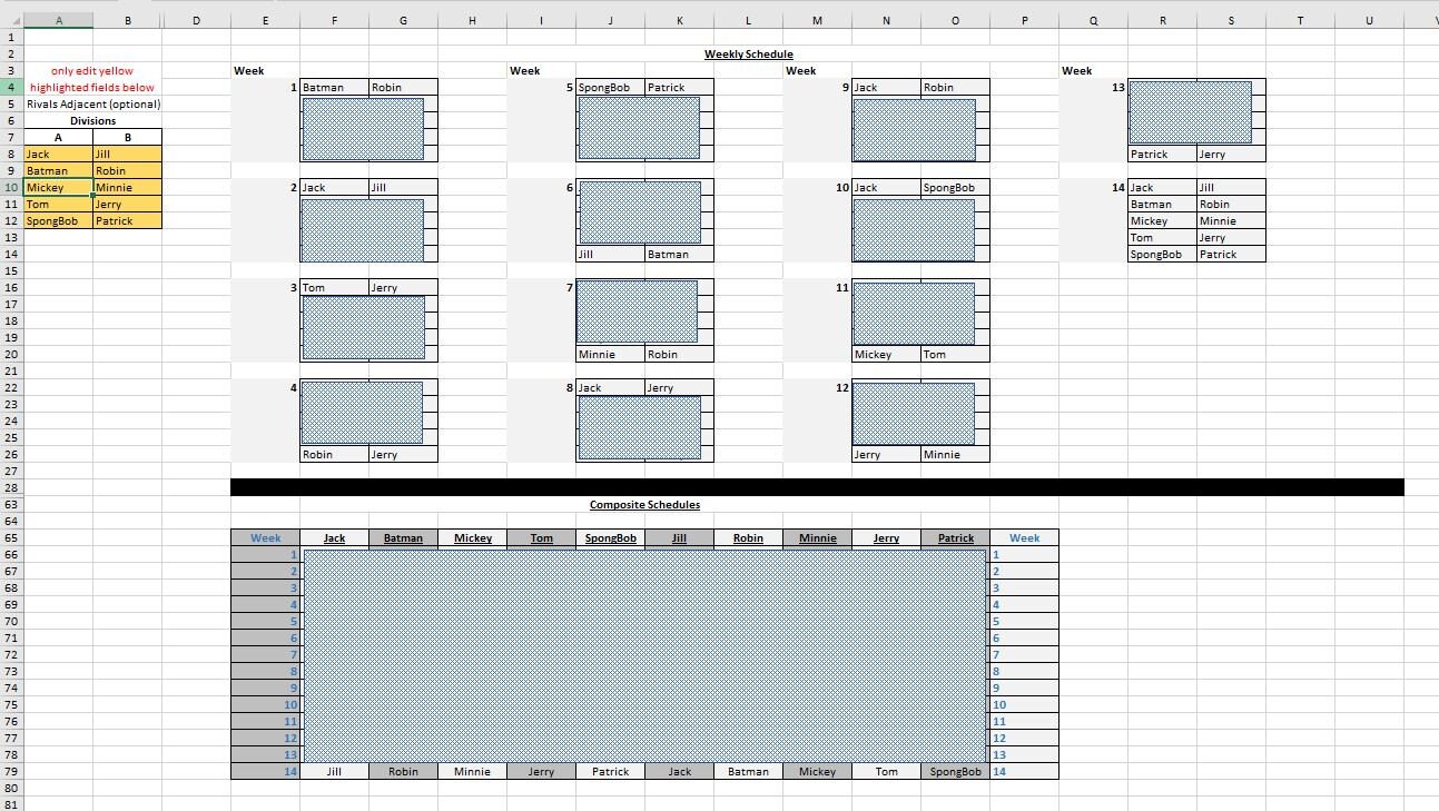 10 Team 14 Week Schedule Maker For Fantasy Football And Other Etsy 10 Team 14 Week Schedule Maker For Fantasy Football And Other Etsy