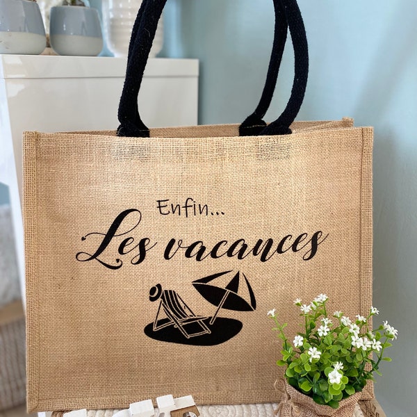 Sac en toile de jute pour la plage / vacances