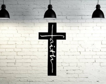 Cruz de metal, cruz de arte de pared de metal, cruz, decoración religiosa, fe, decoración de arte Faith Metal Cross