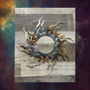 Flare Sun, Metal Sun 1, Fire Affect, Metal Wall Art, Cosmic Art, metal wall art, art decor, wall decor, metal sun, outdoor decor