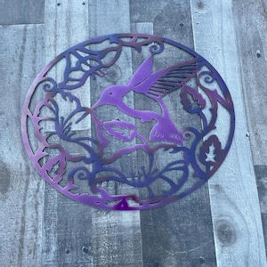 Metal Hummingbird, Floral Metal Art, Wall decor, Metal wall art, hummingbird, hummingbird decor, garden decor, flower metal wall