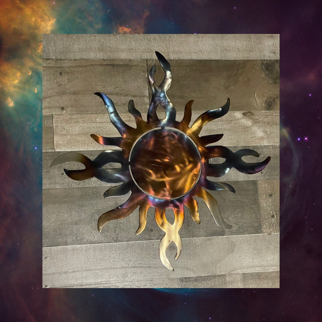 Flare Sun, Metal Sun 2, Metal Wall Art, Cosmic Art, Metal Wall Art, Art ...