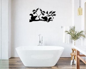 Arte de parede de metal, decoração de esquilo, esquilo, casa, decoração, arte de parede, decoração de parede, arte de metal, decoração de árvore