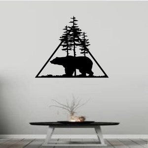 Bear metal wall art Decor, Metal wall art bear, black metal wall art bear, bear decor