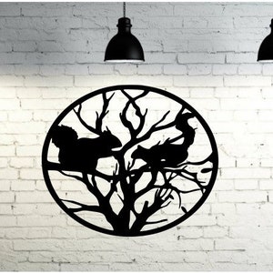 Metal wall art, squirrel decor, squirrel, wall decor, home decor, tree decor, metal art