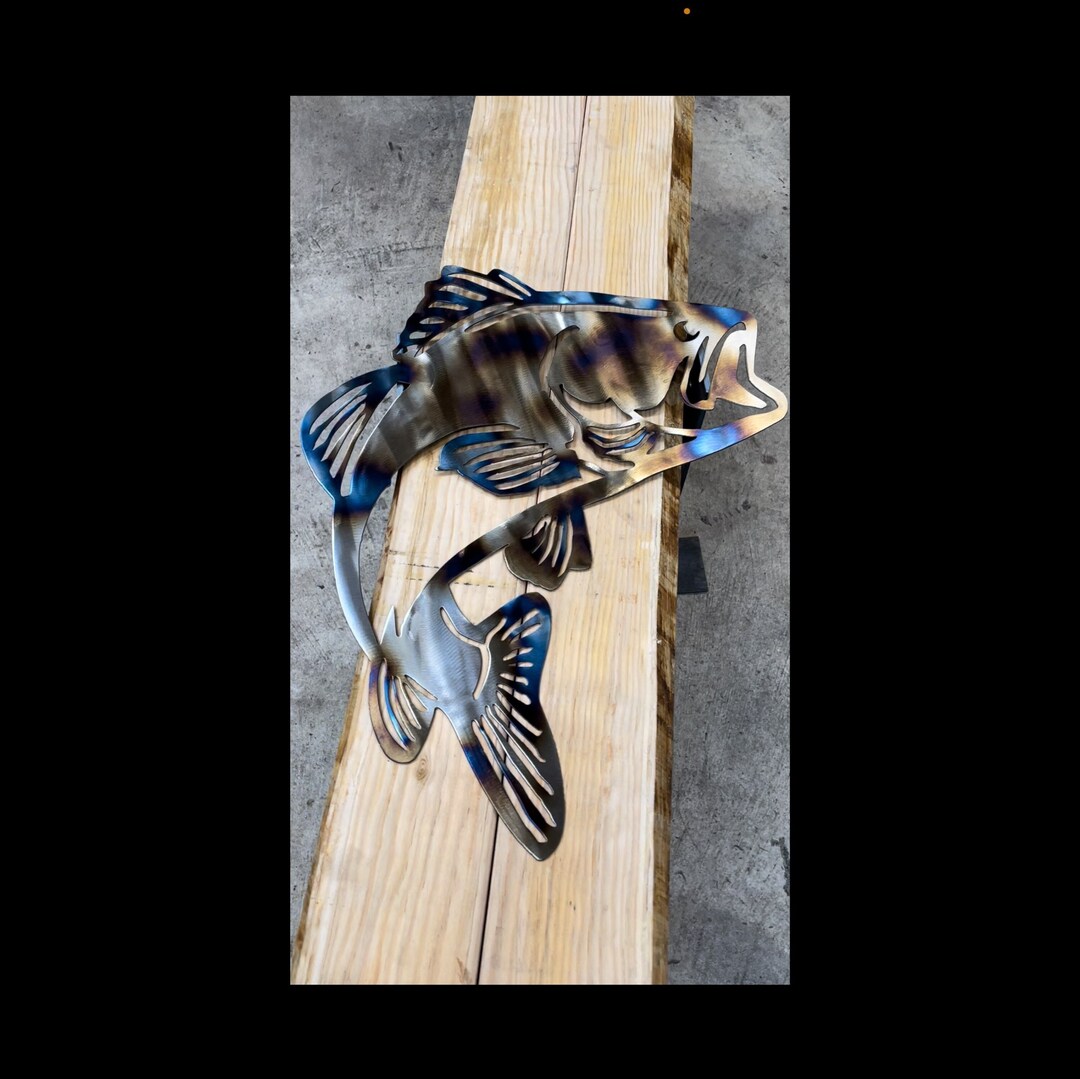 Bass Metal Wall Art Decor, Metal Wall Art Fish, Fishing Decor Etsy