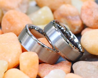 Men's Silver Tungsten Wedding Band, Fathers Day Gift Men's Brushed Silver Ring, Men Tungsten Band, Mens Silver Wedding Band, Ring for Father