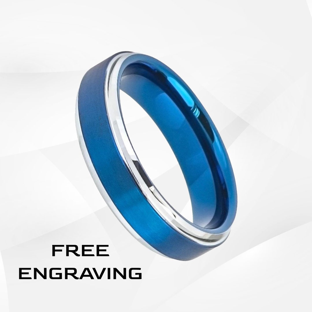 Mens Engagement Ring Mens Band Silver Men's Wedding Ring Mens Blue Wedding Band, Mens Blue Ring