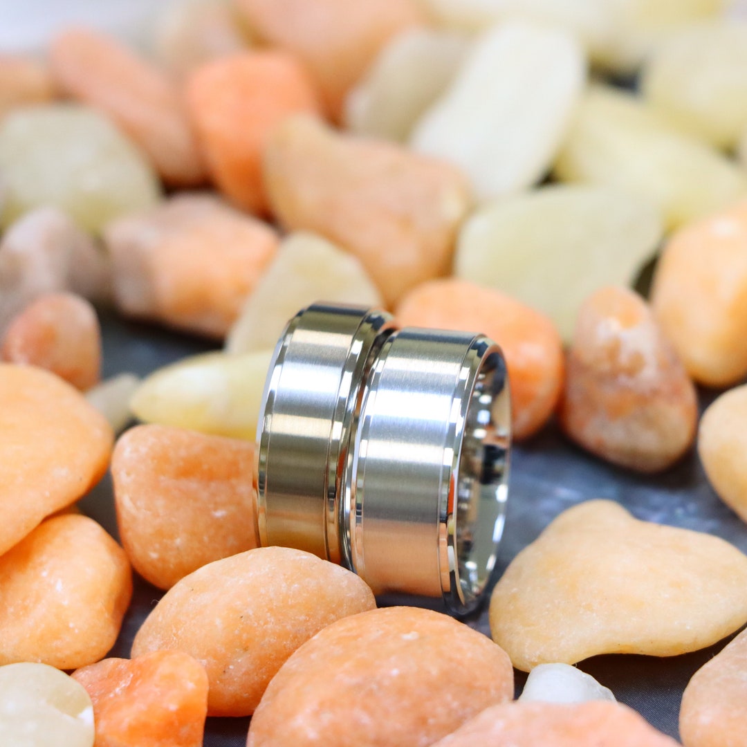 Matching Titanium Rings Brushed Titanium Couple's Matching Wedding Band, Father's Day Gift Ring ...