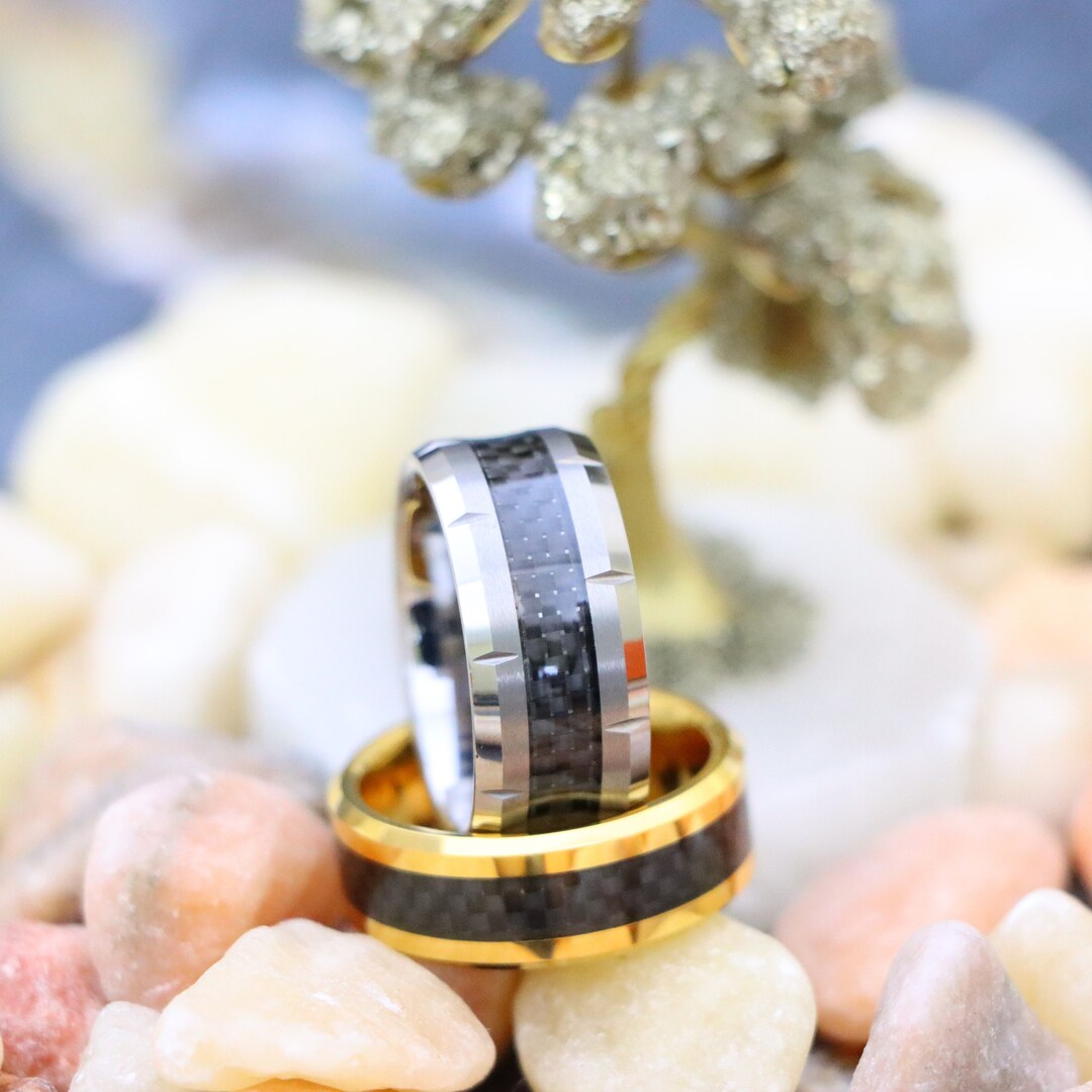 Engraved Wedding Date Ring, Yellow Gold Men's Wedding Band, Engagement ...