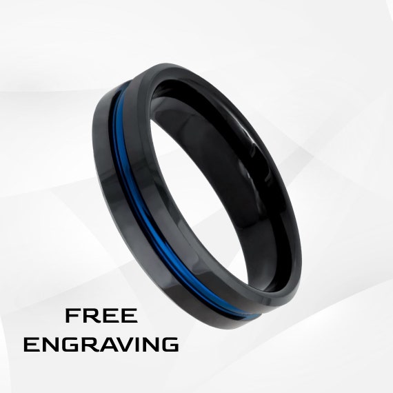 Thin blue on sale line wedding band