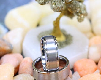 Men's Silver Tungsten Wedding Band, Fathers Day Gift Men's Brushed Silver Ring, Men Tungsten Band, Mens Silver Wedding Band, Ring for Father