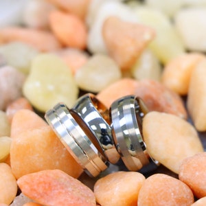 Men&#39;s Titanium Rings Rose Gold Tungsten Wedding Rings Fathers Day Gift Men&#39;s Anniversary Ring Silver Tungsten Wedding Band for Him Dome Ring