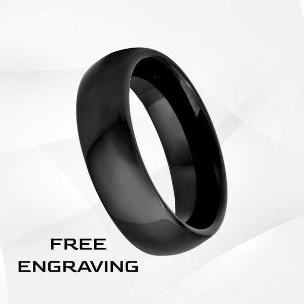 Black Tungsten Ring Etsy
