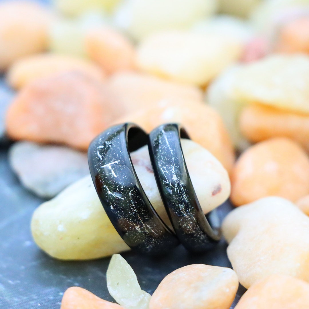 Custom Tungsten Wedding Rings, Meteorite Galaxy Ring, Galaxy Ring ...
