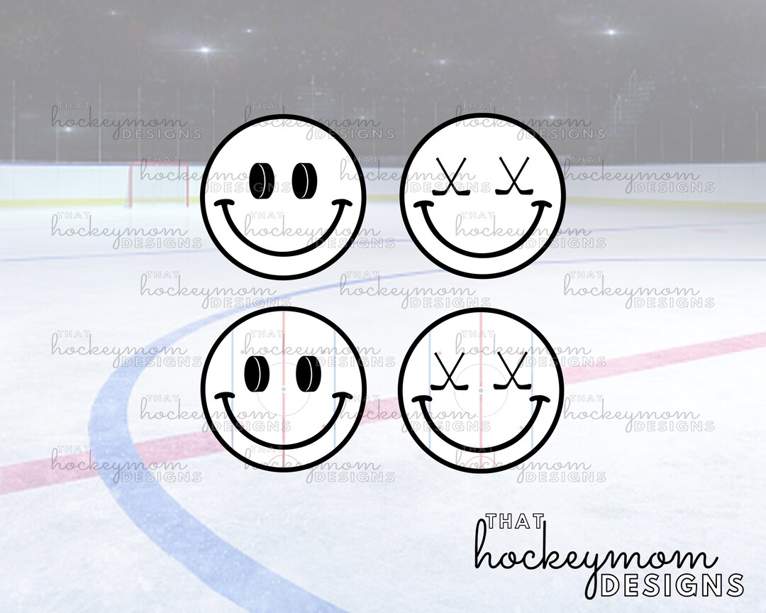 Hockey Smiley Face Sticker Puck Smiley Face Sticker Etsy