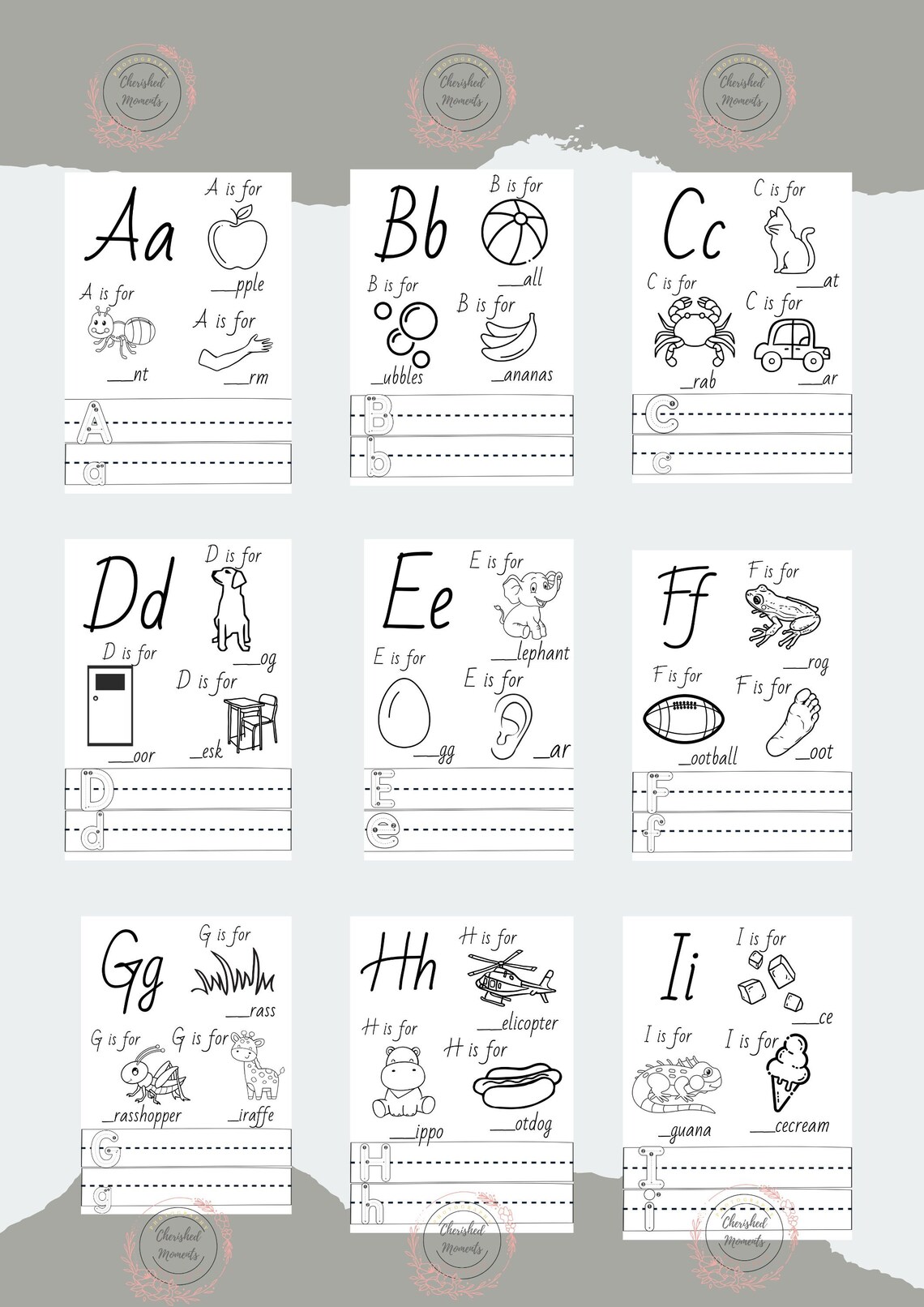 Alphabet Visual Sheet (3 & Up) - Etsy