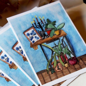 Carte postale aquarelle originale reproduction fait main machine à coudre singer cadeau unique couture Peinture Illustration photo polaroid