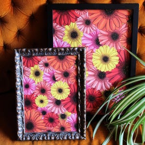 Póster de gerbera dorada – Ilustración floral en acuarela – Impresión de gran formato – Impresión artística de naturaleza poética – Idea de regalo para el Día de la Madre
