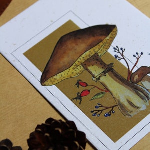 Illustration aquarelle décorative reproduction fait main champignon nonnette Carte d'amour Nature Peinture automne Cadeau amoureux automne
