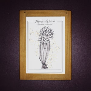 Illustration dessin original Reproduction botanique Affiche dessin fleur jacinthe Dorure chaud Gravure noir et blanc Idée cadeau raffiné