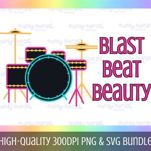Design Bundle Tambor Sublimação PNG SVG - Blast Beat Beauty