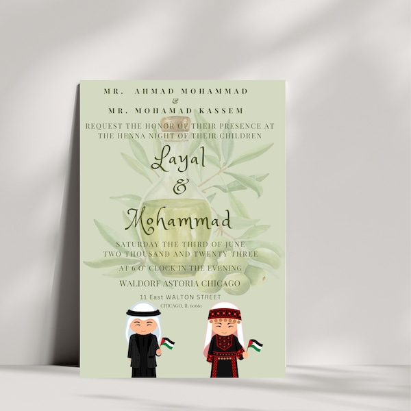 Palestinian Henna Invitation - Etsy Canada