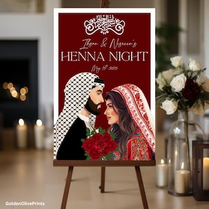 Palestinian Henna Welcome Sign: Arabic & English, Customizable Template (Digital Download)