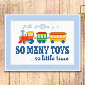 So Many Toys So Little Time Cross Stitch Pattern, So Many Toys Pattern, Nursery Decor Cross Stitch, Modern Cross Stitch Pattern #qt_039