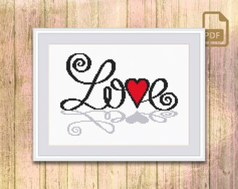 Schema punto croce amore, schema punto croce San Valentino, schema buon San Valentino, regalo di San Valentino, schema punto croce moderno #lv_004