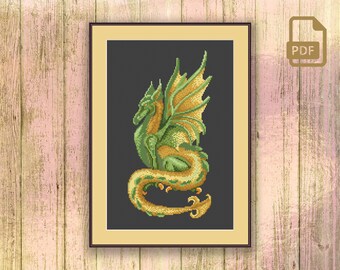 Swamp Dragon Cross Stitch Pattern, Swamp Dragon Embroidery, Dragon Pattern, Wild Cross Stitch Pattern, Modern Cross Stitch Pattern #oth_078