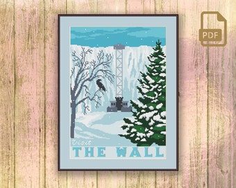 Visit The Wall Cross Stitch Pattern, GOT Cross Stitch Pattern, Movie Cross Stitch Pattern, Retro Travel Cross Stitch Pattern #got_043