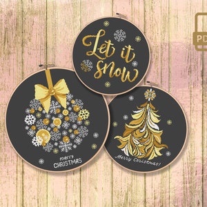 Set of 3 Christmas Cross Stitch Pattern | Let It Snow Cross Stitch Pattern | Merry Christmas Cross Stitch Pattern #mch_027