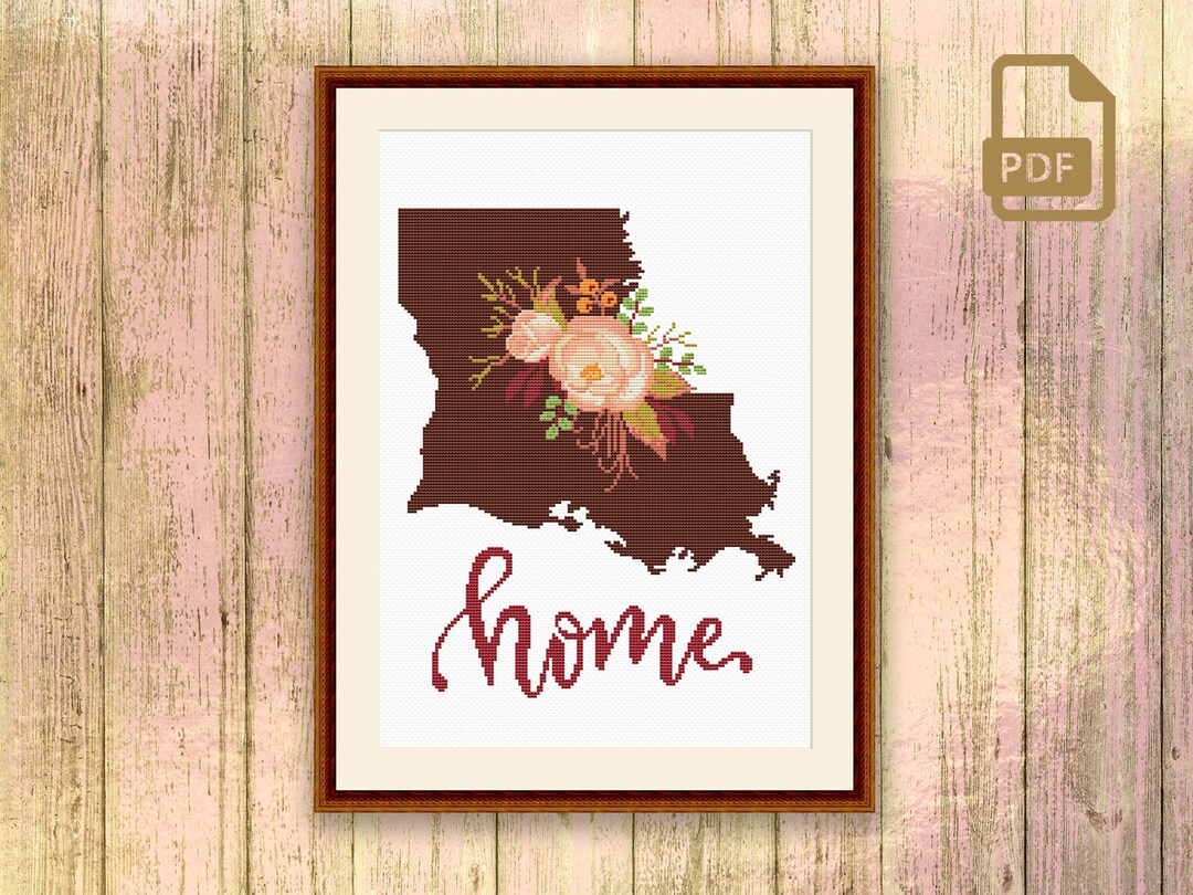 Louisiana Pattern Louisiana Cross Stitch Pattern, State of Louisiana Cross Stitch Pattern ...