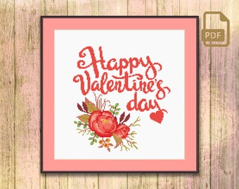 Schema punto croce per San Valentino, schema punto croce per San Valentino, schema punto croce per fiori, schema punto croce per San Valentino #lv_013