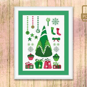 Christmas Tree Cross Stitch Pattern, Christmas Tree Patterns, Merry Christmas Cross Stitch Pattern, Christmas Decor #mch_010