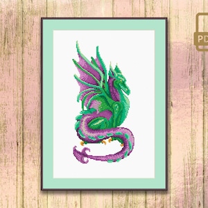 Dragon Cross Stitch Pattern, Dragon Embroidery, Dragon Pattern, Wild Cross Stitch Pattern, Modern Cross Stitch Pattern #oth_036