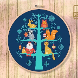 Weihnachten Tiere Kreuzstichmuster, Frohe Weihnachten Kreuzstichmuster, Frohe Weihnachten Muster, Weihnachtsdeko #mch_017