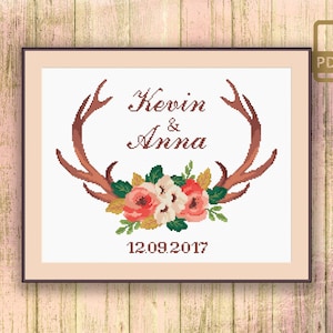 Wedding Cross Stitch Pattern, Personalized Wedding Gift Cross Stitch Pattern, Gift For Couples Cross Stitch Pattern, Home Decor #wd_006