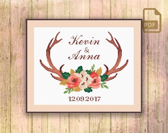 Patrón de punto de cruz de boda, patrón de punto de cruz de regalo de boda personalizado, regalo para parejas patrón de punto de cruz, decoración del hogar #wd_006